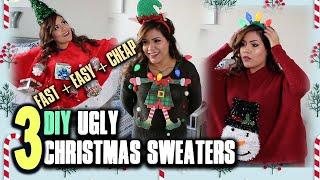 DIY ugly Christmas sweater LAST MINUTE ideas (FAST + EASY + CHEAP)