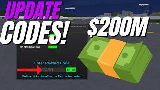 *NEW* UPDATE! 200M CASH* CODES* Airplane Simulator ROBLOX