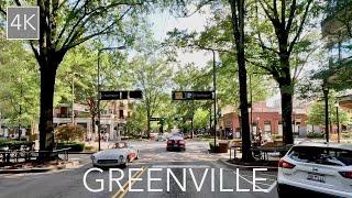 Downtown Greenville South Carolina City Drive 4K - Driving GVL