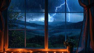 Thunderstorm Through Window - Rain, Lightning, and Warm Light Ambiance