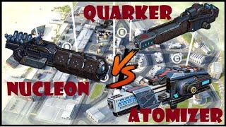 Comparing unlimited ammo weapons Quarker vs Atomizer vs Nucleon war robots