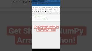 Get Shape of NumPy Array in Python! #shorts #python #programming #coding #numpy