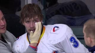 Slava Voynov fights for the first time in his KHL career