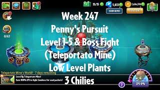 PvZ2 Penny's Pursuit Week 247 (Teleportato Mine) - Level 1-5 & Boss Fight - 3 Chilies