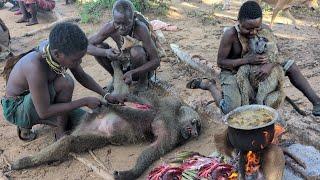 Discover Hadza tribe Hunting Baboon and Cooking Lunch Amazing food