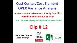 Excel-Variance Analysis-12 - OPEX : Auto Comments Generator on Variance - Urdu/Hindi