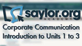 Corporate Communication: Units 1 to 3 Introduction - Business Administration 210