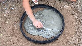 Great creative cement ideas with Bicycle tires - Innovation for your garden design - Diy flower pots