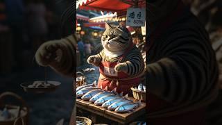 The Fishy Cat Stall #shortsfeed #shortsvideo #shorts #ytshorts #cat #market #cartoon #ai
