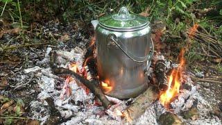 Mil tech coffee percolator ! In the woods