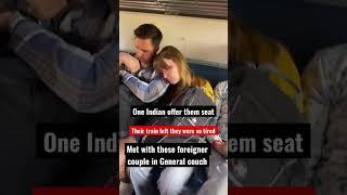 Foreigners couple travelling in travelling in train #foriegers #indian