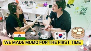 First time 'Momo' making challenge  #indiankoreancouple