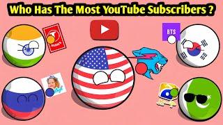 Exploring The Top YouTubers ▶️ From Different Countries With India  and Pakistan  #countryballs