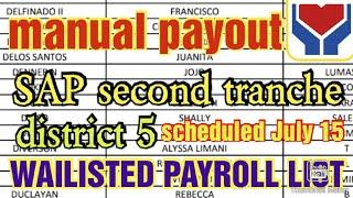 DSWD NCR SAP waitlisted second tranche payroll / unserved beneficiaries / district V