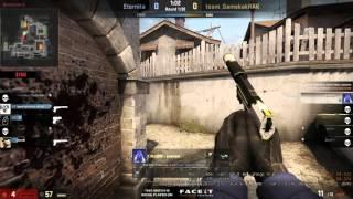 Faceit. Eneveri clutch 1 vs 3, pistol round with 4 hp.