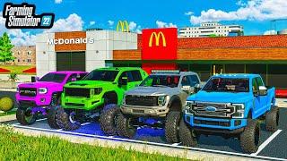 LIFTED TRUCK MEET AT McDONALD'S! (CRAZY SEMA BUILDS) | FS22