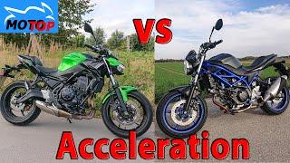 KAWASAKI Z650 vs SUZUKI SV650 - ACCELERATION Comparison - GPS measured