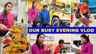  ஒரு Evening VLOG After SCHOOL | Evening Routine | Simple Snacks | School Event | USA Tamil VLOG