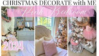 CHRISTMAS DECORATE WITH ME | GIRLS BEDROOM PINK HOLIDAY DECOR IDEAS