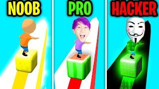 Can We Go NOOB vs PRO vs HACKER In CUBE SURFER!? (ALL LEVELS!)