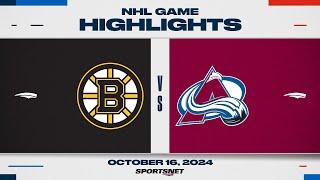 NHL Highlights | Bruins vs. Avalanche - October 16, 2024