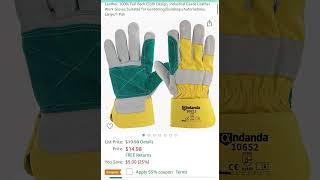 55 % off with coupon ANDANDA Leather Safety Work Gloves, Double Layer Cow Split Leather, 100% Full