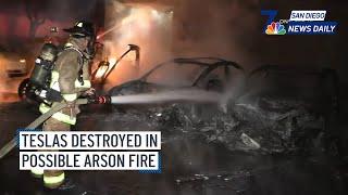 Fri. Sept. 13 | Teslas destroyed in possible arson fire in Miramar | NBC 7 San Diego