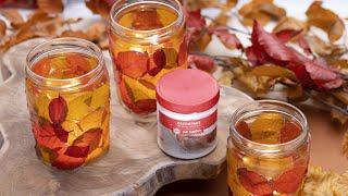 Fall inspired glass jars | How to use Decoupage