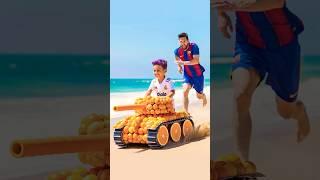 Ronaldo built an orange tank for his son. Messi stole it #ronaldo #football #messi #orange #funny