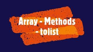 PYTHON - Array - Methods - tolist #viral #videos #viralvideo #array #arrays #arrayinpython