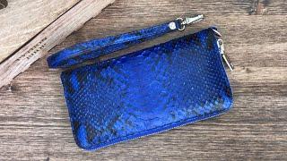 Видеообзор на синий кошелёк из натуральной кожи питона. Pythonshop.ru