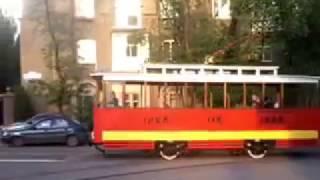 ретро трамвай донецк 9 мая. retro tram in Donetsk on may 9