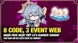 Vét Ngọc Free Với 8 Code và 3 Event Web Vì Lệch Himeko Trong Banner Sunday Anh Em Ơi