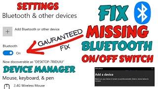 Windows 11 bluetooth on off switch missing