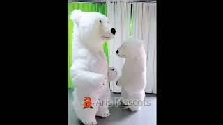 2m and 2.6m Giant Inflatable Furry Polar Bear Mascot Costume for Carnival Parades Blow Up Suit