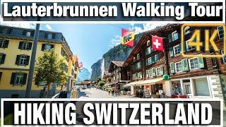 4K City Walks: Walking Lauterbrunnen Switzerland Mid day - Virtual Walk Walking Treadmill Video