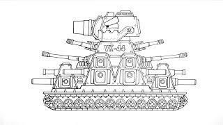 How To Draw Cartoon Tank VK-44 | HomeAnimations - Cartoons About Tanks