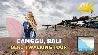 A walk on the beach among surfers in CANGGU BALI INDONESIA: 4K VIRTUAL WALKING TOUR