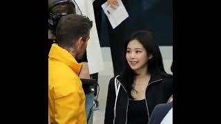 The Way Jennie Blackpink looks at David Beckham's is so sweet  #shorts