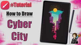 Cyber City Illustration | for Beginners | full tutorial | Infinite Painter