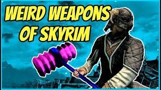 Weird Weapon Mods of Skyrim: Wacky Woppers A Madman's Arsenal and Staff of Chicken Ball SE