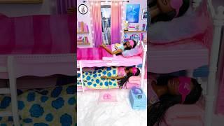 Barbie Doll Sisters Morning Routine In Bedroom With Bunk Beds! #shorts #barbiedolls #dolls