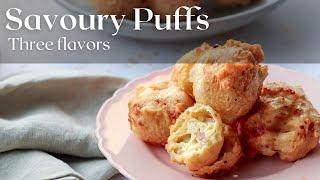 Savoury choux pastry puffs 3 flavors