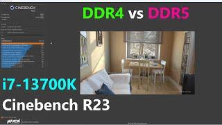 Cinebench R23  i7-13700K  DDR4 vs DDR5