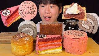 SUB) Starbucks dessert mukbang asmr, harry potter cake, tiramisu, castella