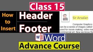 How to Insert Header and Footer in Ms Word - Class No 15