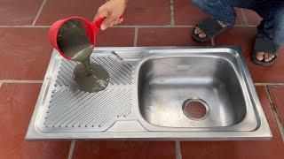 Cement wood stove / Firewood stove made from cement and Stainless Steel Sink / DIY Wood Stoves /