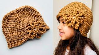 Nuevo Diseño!! GORRO a CROCHET para NIÑAS (paso a paso)