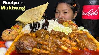 1 KG MUTTON NALLI CURRY, DIFFERENT TYPE OF BHARTA WITH BASMATI RICE EATING SHOW