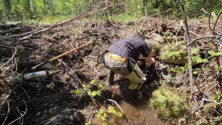 Unclogging Very Plugged Culvert Pipe With Lots Of Sediment Build Up